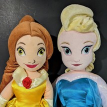 Disney Princess Plush Dolls Belle 22&quot; Beauty Beast Elsa 30&quot; Stuffed Animals - $33.84
