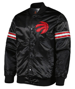 NBA Toronto Raptors Black Vintage Satin Bomber Letterman Baseball Varsity Jacket - £107.47 GBP