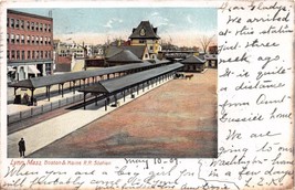Lynn Massachusetts~Boston &amp; Maine Railroad Station Postcard 1907 - £4.98 GBP