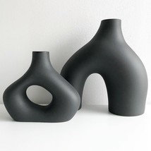 Black Vases Home Decor, Set Of 2 Large Black Vase, Black, Fireplace Decor - $44.99