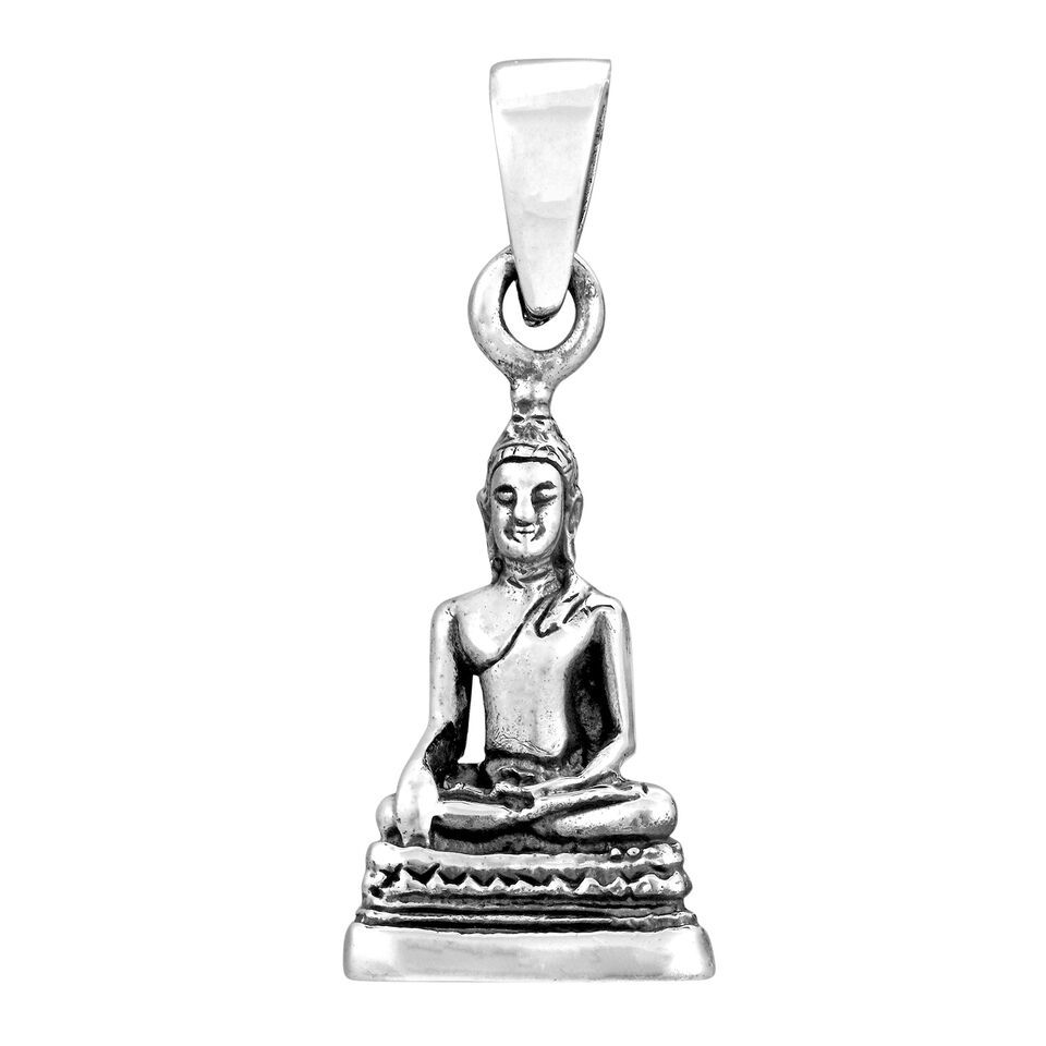 Buddha Image in Meditating Posture .925 Silver Pendant - £18.35 GBP