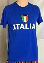 Italia Men&#39;s T-Shirt Size L Soccer Blue White - £11.28 GBP