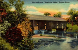 Vintage Postcard 1930&#39;s Wooden Bridge Maxfield&#39;s Bridge Bangor Maine MEBK43 - £3.86 GBP