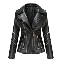 Veste en cuir d&#39;agneau pour femme Black Biker Moto Taille XS SML XL XXL... - £110.60 GBP