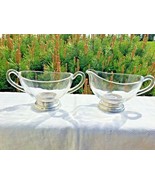 STERLING BASE GLASS SUGAR &amp; CREAMER 3” TALL  - $32.73