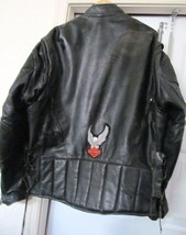 VINTAGE HOT LEATHER Jacket Coat Motorcycle Biker HARLEY PATCH Zip Lining... - $139.00
