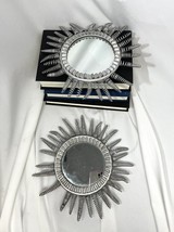 pair of vintage sunburst Sun mirrors metal Industrial Steampunk Springs Metallic - £64.70 GBP