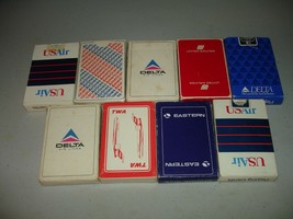 Lot of 9 Vintage Airlines Playing Cards - Full Decks, Eastern TWA, USAir, United - £15.50 GBP