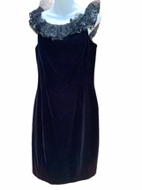 Morton Myles Womens Sheath Dress Black Back Slit Cold Shoulder Sequin Ru... - £35.56 GBP