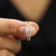 0.75Ct Round Cut Diamond Exclusive Pretty Ring Set 14K Yellow Gold Finish - £59.78 GBP
