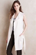 NWT ANTHROPOLOGIE LUNA FRAYED WHITE BELTED VEST JACKET by ELEVENSES S - £39.90 GBP