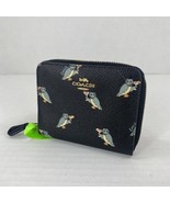 Coach Wallet Small Party Owl Print  Zip Around Black Coated Canvas F3890... - £87.25 GBP