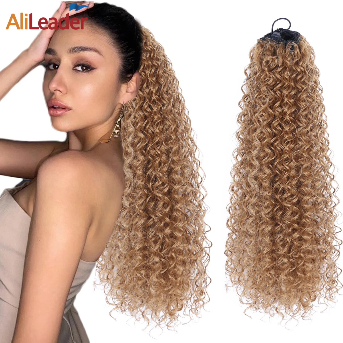 Afro Curly Ponytail Long Drawstring Ponytail 19Inch Synthetic Kinky Curly - £15.91 GBP