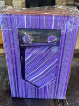 Wedding Men&#39;s Tie, Cuff Links &amp; Handkerchief Set NEW in Gift Box Purple ... - £11.63 GBP