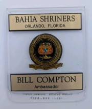 Bahia Shriners Orlando FL Bill Compton Pin Name Tag 50th Anniversary - £32.72 GBP