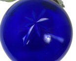 Vintage Cobalt Blue Blown Glass Ball with Cut Stars 5&quot; Diameter - $18.99