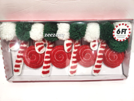 Christmas Peppermint Candy Cane Gingerbread Red Green Garland Decor 6FT - £20.18 GBP