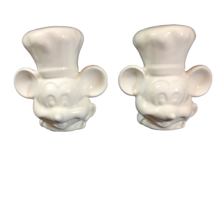 Disney Mickey Mouse Salt Pepper Shakers Chef Ceramic White USA Sticker V... - $22.40