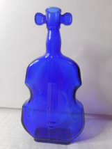 Cobalt Blue Glass #5 Violin Cello Ivy Starter Vase 8 1/8&quot; Decanter Molded VTG - £17.51 GBP