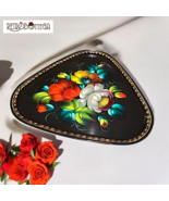 Russian handicraft Jostovo tray made of metal lacquer painting - $847.69 MXN