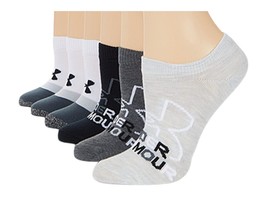 Under Armour Girl&#39;s Essential 2.0 No Show Socks 6-Pair Pitch Gray/Assort... - £9.06 GBP