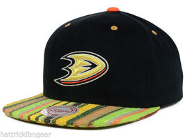 Anaheim Ducks Mitchell &amp; Ness NU14Z NHL Hockey Native Stripe Snapback Cap Hat - £17.89 GBP