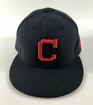 Cleveland Indians Baseball Hat New Era 59Fifty On-Field C Blue w/Red Size 7 1/2 - £15.95 GBP