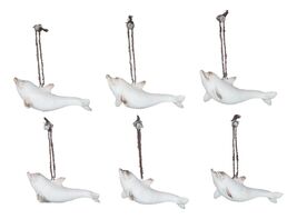 Set Of 6 Antique White Dolphins Ocean Marine Wall Hanging Decor Tree Orn... - $825.30 MXN