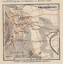 1910 ANTIQUE CITY MAP OF FREUDENSTADT / BADEN WUERTTEMBERG / GERMANY - $21.44