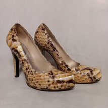 Gianni Bini 8.5M High Heel Snakeskin Patent Leather Tan Platform Pumps - £19.21 GBP