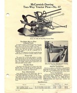 McCormick-Deering Two-Way Tractor Plow 37 &amp; Disk plow 1 Dual Page Ad Spe... - £12.47 GBP