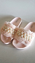H2K Pearl Peach FUZZY Fur Fashion Slides Flip Flops Sandals Slides Cozy ... - $28.00