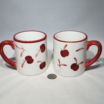 Set of 2 Dansk Bing Cherry Coffee Mugs Hand Painted 8 oz - £10.26 GBP