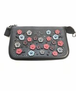 NWT COACH F59772 Wristlet Black Bag On Multi Color Flowers Wallet Satche... - $134.61 CAD