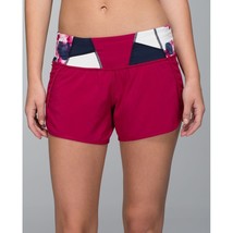 Lululemon Run Times Short 4-way stretch Geometric Red Bumble Berry 8 - £26.46 GBP