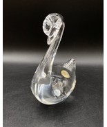 Swedish Clear Glass 6.5&quot; Swan Original Sticker Made In Sweden - $564.31 MXN
