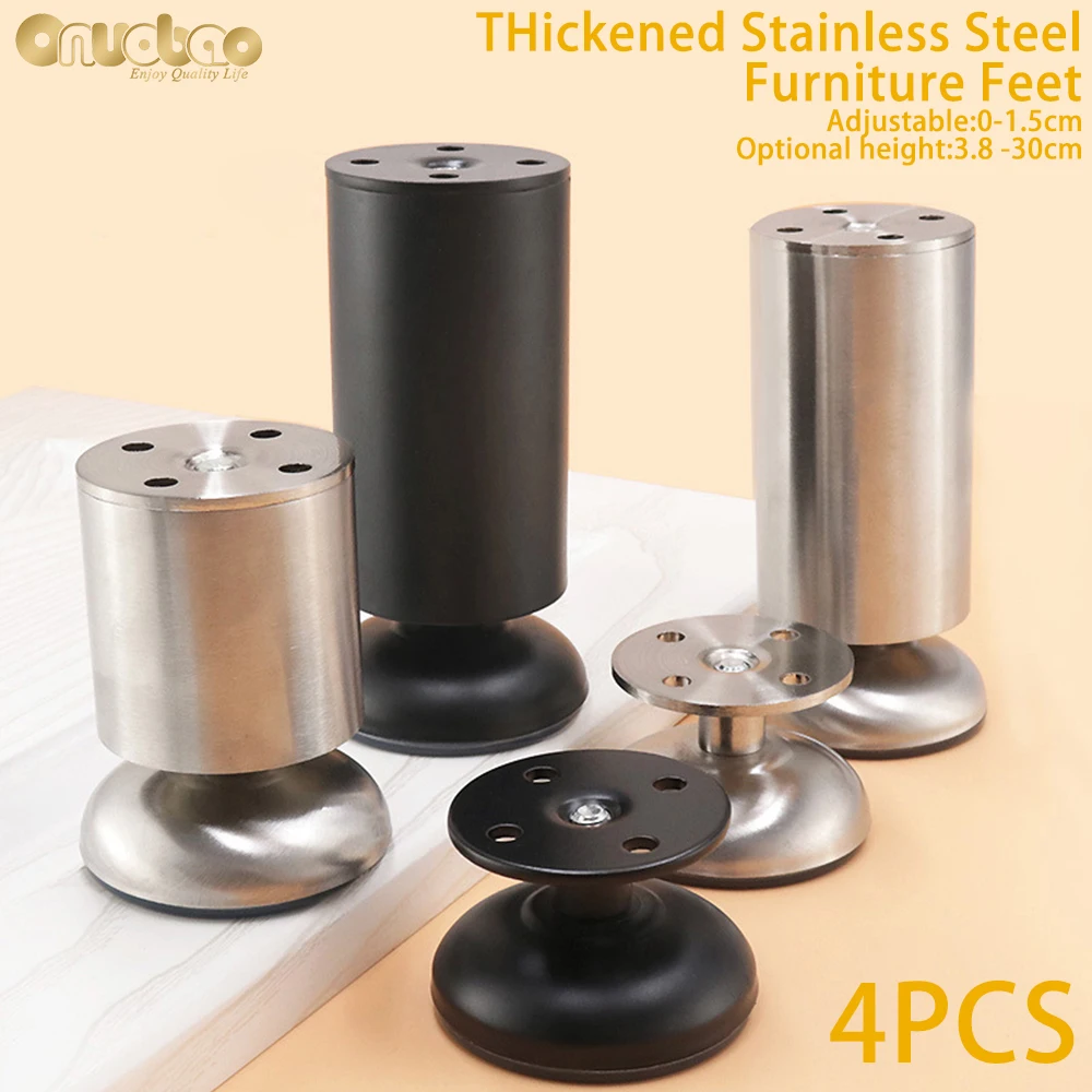 [Onuobao] 4PCS Thickened Adjustable Stainless Steel Cylindrical Furniture L - £29.10 GBP+