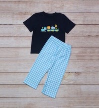 NEW Boutique Boys Jungle Zoo Animals Train Boy Short Sleeve Outfit Set - £10.86 GBP
