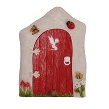 Miniature Fairy Garden of Enchantment Fairy Gnome Cottage Red Door 4 Inches - $13.89