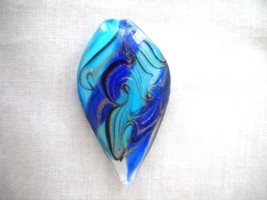 ELEGANT COBALT &amp; BABY BLUE with GLITTER BRONZE &amp; BLACK GLASS PENDANT NEC... - €6,84 EUR