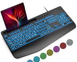 Large Print Backlit Keyboard, Wired Usb Lighted Computer Keyboards With ... - £44.09 GBP