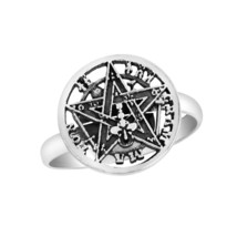 Magical Pentacle Seal of Solomon Sterling Silver Amulet Ring - 7 - $14.84
