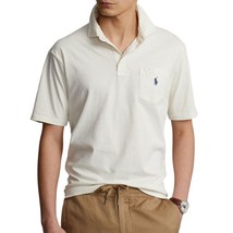 Polo Ralph Lauren Men&#39;s Short Sleeve Cotton Linen Polo Classic Fit Shirt Cream S - £43.24 GBP