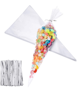 100 Pieces 7 X 12 Inch Cone Shaped Treat Bags Medium Transparent Cone Ba... - £6.45 GBP