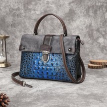 Retro Crocodile Pattern Luxury Women Handbags New Genuine Cowhide Leather Handma - £98.71 GBP