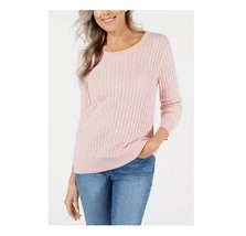 Karen Scott Womens Petite PS Tea Rose Nep Crew Neck Cable Knit Sweater NWT BX53 - £17.76 GBP
