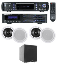 Rockville Home Theater Bluetooth Receiver+EQ+ (4) Ceiling Speakers+8&quot; Su... - $815.38