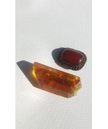 Vintage Costume Jewelry Broken Amber Brooch + Ring - £21.80 GBP