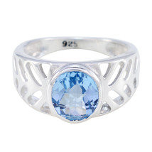 Bague en argent sterling 92,5 avec topaze bleue Bijoux faits maison pour le... - £16.19 GBP