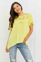 Culture Code Ready To Go Full Size Lace Embroidered Top in Yellow Mousse - £20.83 GBP